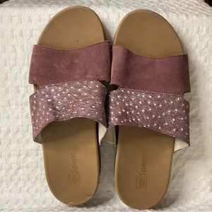 SPENCO New Dawn Ostrich Slide Sandal Burgundy Size 11
